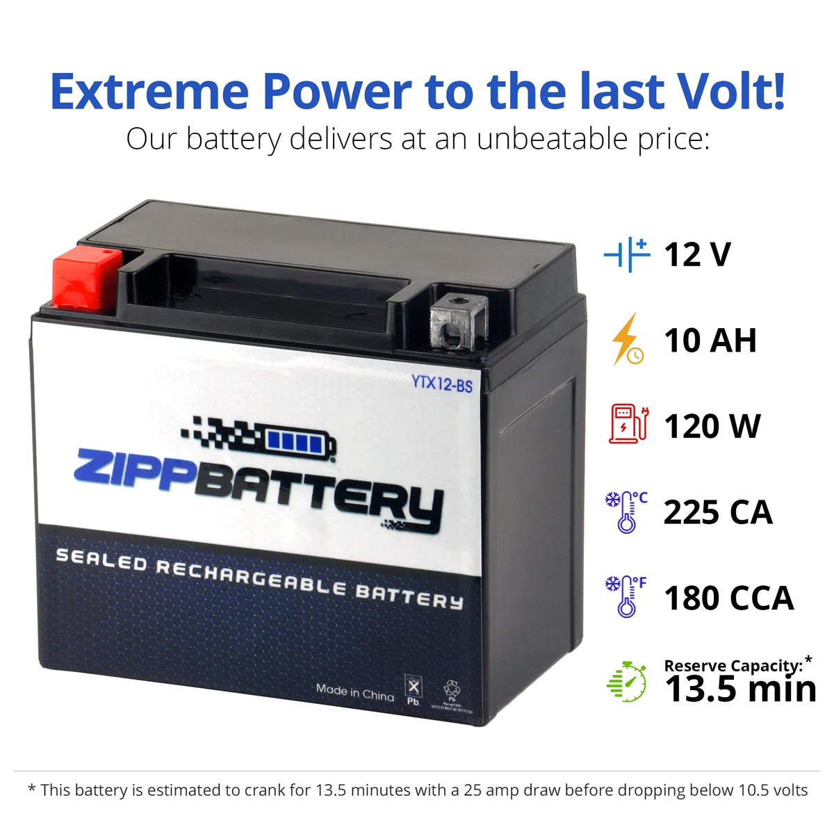 Motorcycle for Battery YTX12-BS 12 Gsx-r1000 1000cc (12-BS 180 Volt,10 Battery 2004 CCA) Suzuki Ah, Zipp