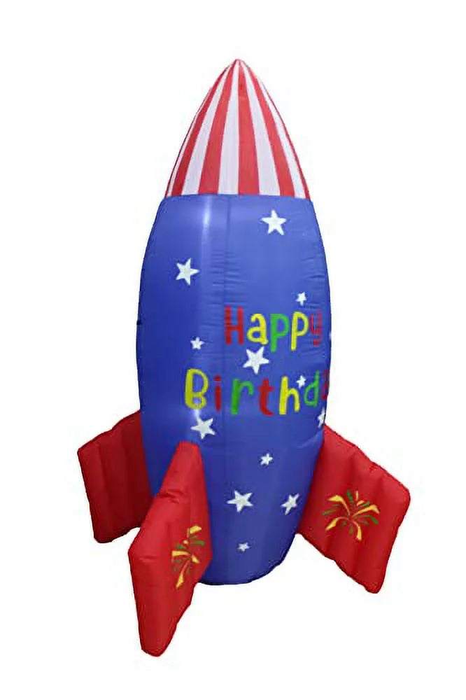 Party Inflatable Happy Stars Prop Design for Outdoor Garden Blossom Blowup Home Rocketship Lights Yard Flag Tall Indoor LED Birthday Decoration Inflatables Family USA Foot 6 Lighted Pre-Lit