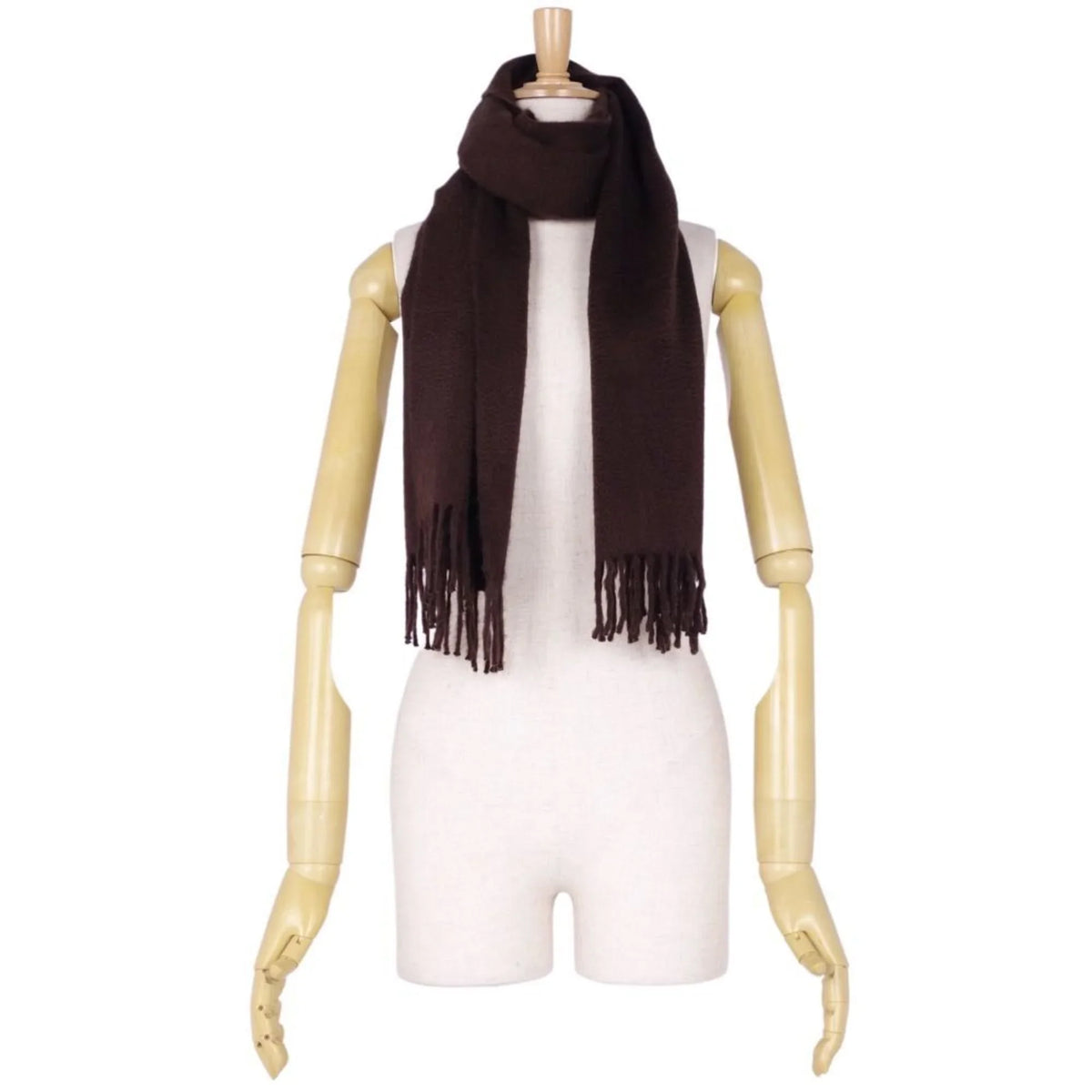 dark cashmere women's (Good) men's 100% scarf HERMES brown Pre-Owned embroidery