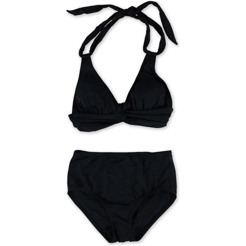 Womens Cole Piece Halter Bikini, Black, Brief 2 X-Small Twist Anne