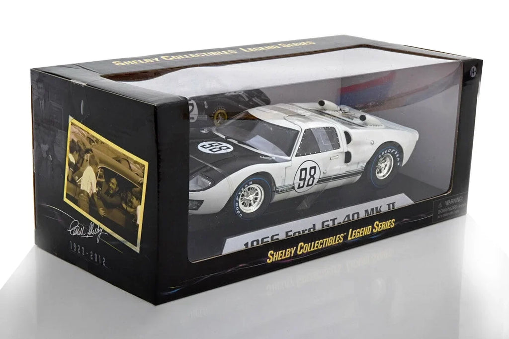 '- Car Toy Shelby Ford White Diecast - GT-40 Model II 1/18 SC415W #98, scale 1966 Collectibles Shelby MK