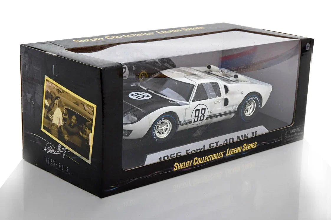 '- Car Toy Shelby Ford White Diecast - GT-40 Model II 1/18 SC415W #98, scale 1966 Collectibles Shelby MK