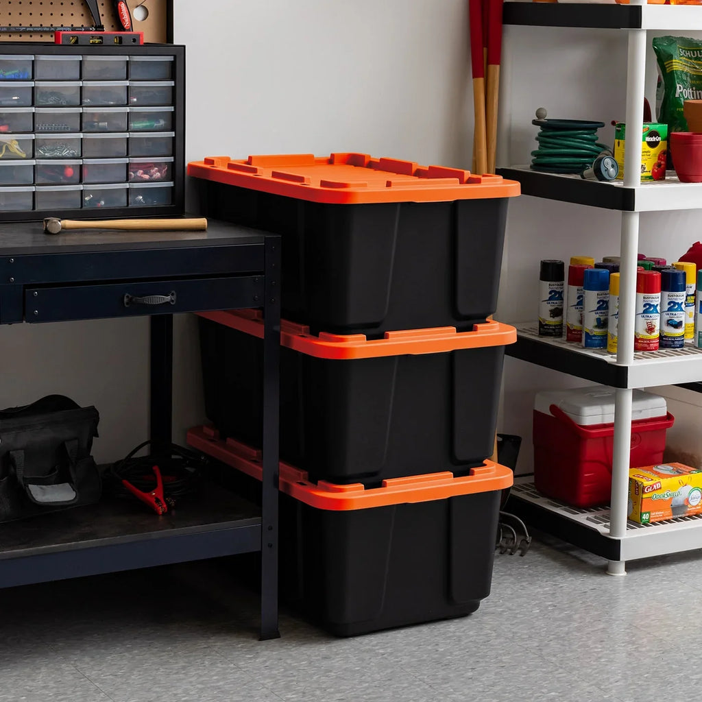 Orange Lid 3 Duty Tough Tote, Black Pack USA IRIS Utility with 108qt/27gal Heavy