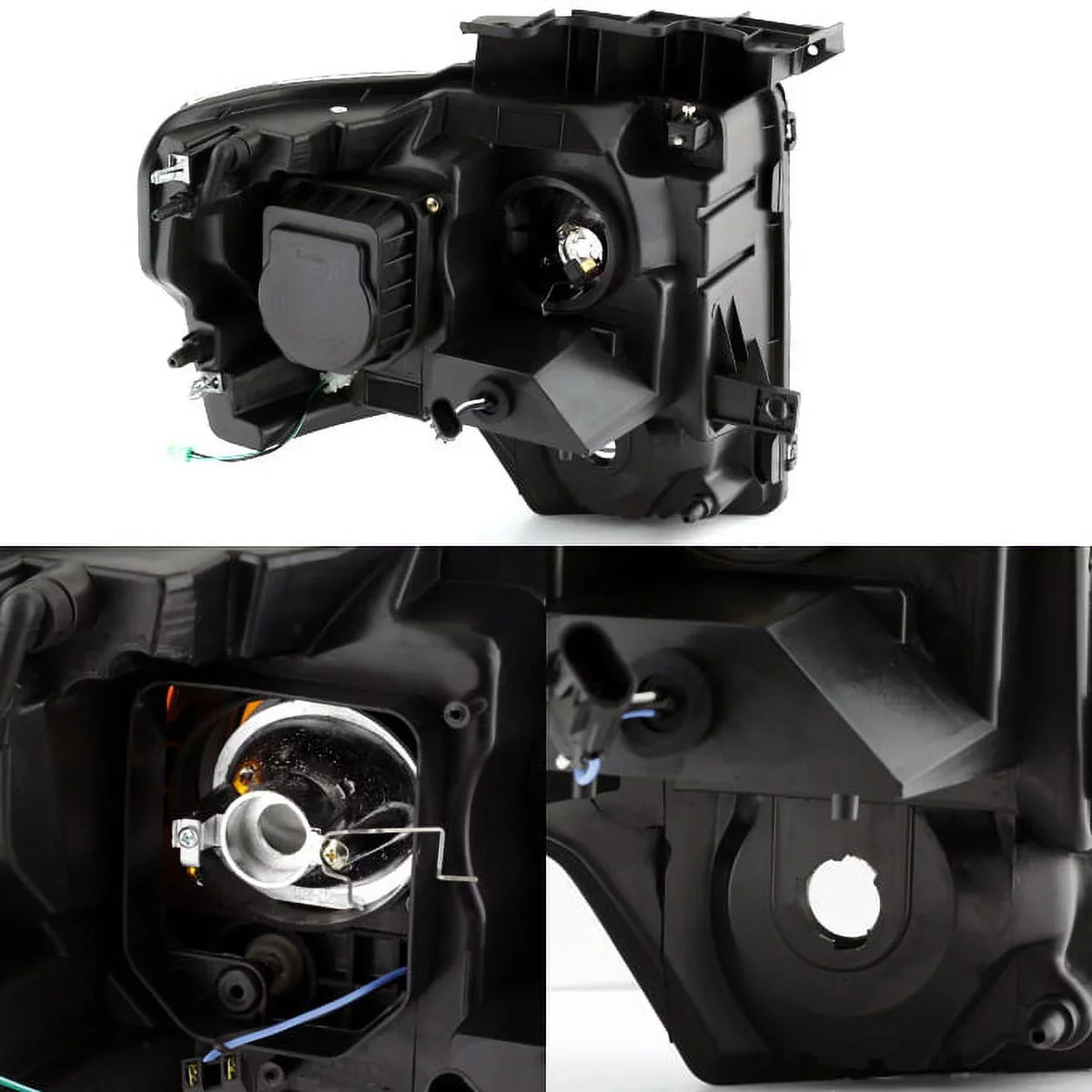 Tail Pickup F-150 Truck Set light For F150 [Dual Halo - Projector Headlights Ring] LED Black Smoked 09-14 + LED AKKON