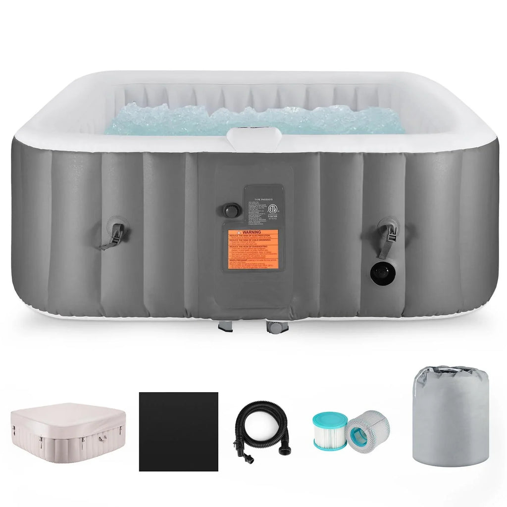 Hot Capacity Home Hidden 73''Inflatable Lockable with Storage Hot Spa 910L Jets, Person 130 Outdoor for Tub, 104℉, Max Indoor Mat, Tub Massage 6 Bag, Cover, Machine,