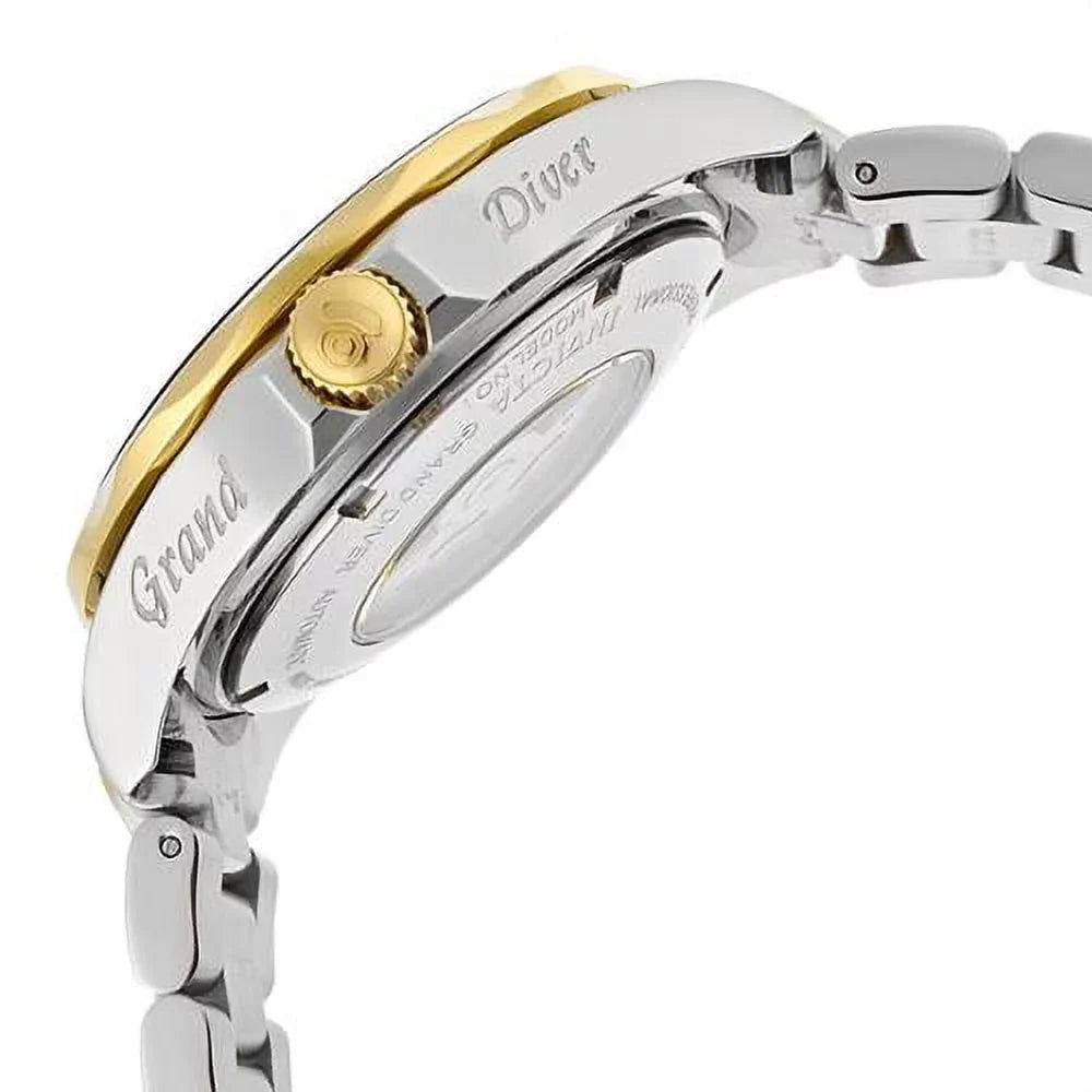 Diver White Tone Watch Men's 13704 Stainless Invicta Grand Dial Steel Textured Two Automatic