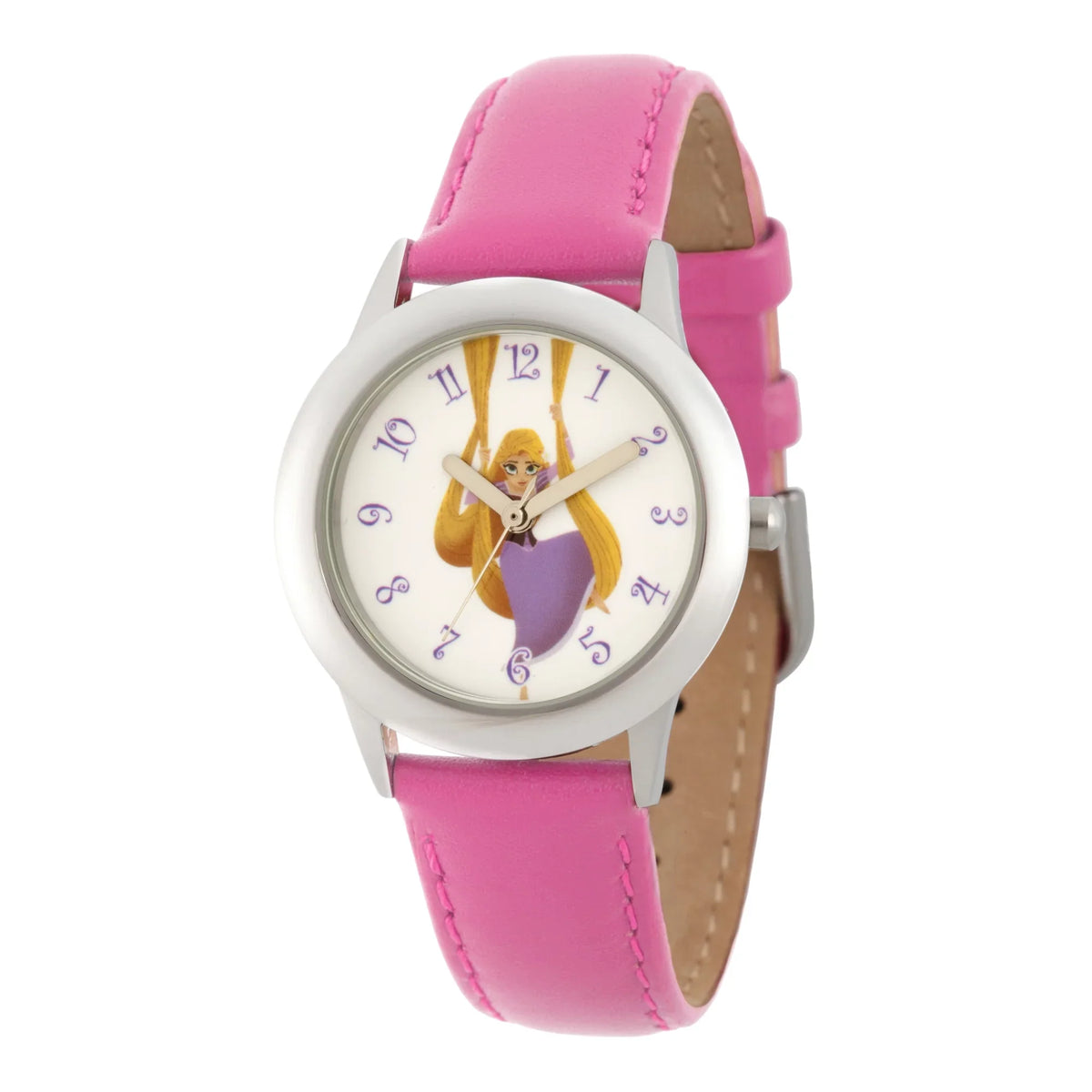 Steel Strap Princess Girls'Stainless Pink Leather Watch, Rapunzel