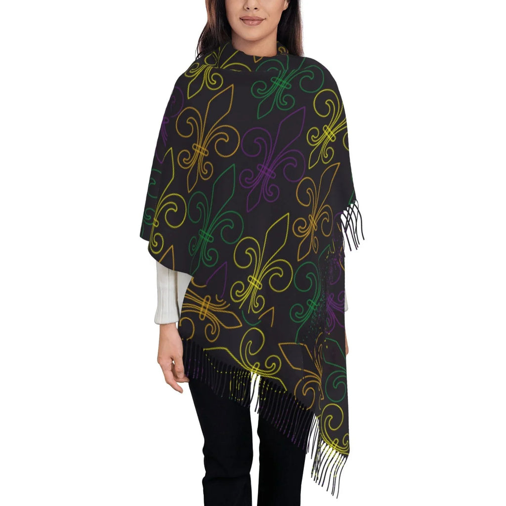 Feel Large Print Soft Cashmere Gras Women Bingfone Scarves Scarf Elegant Winter Mardi Shawl Warm Carnival Wrap For Art Gifts-