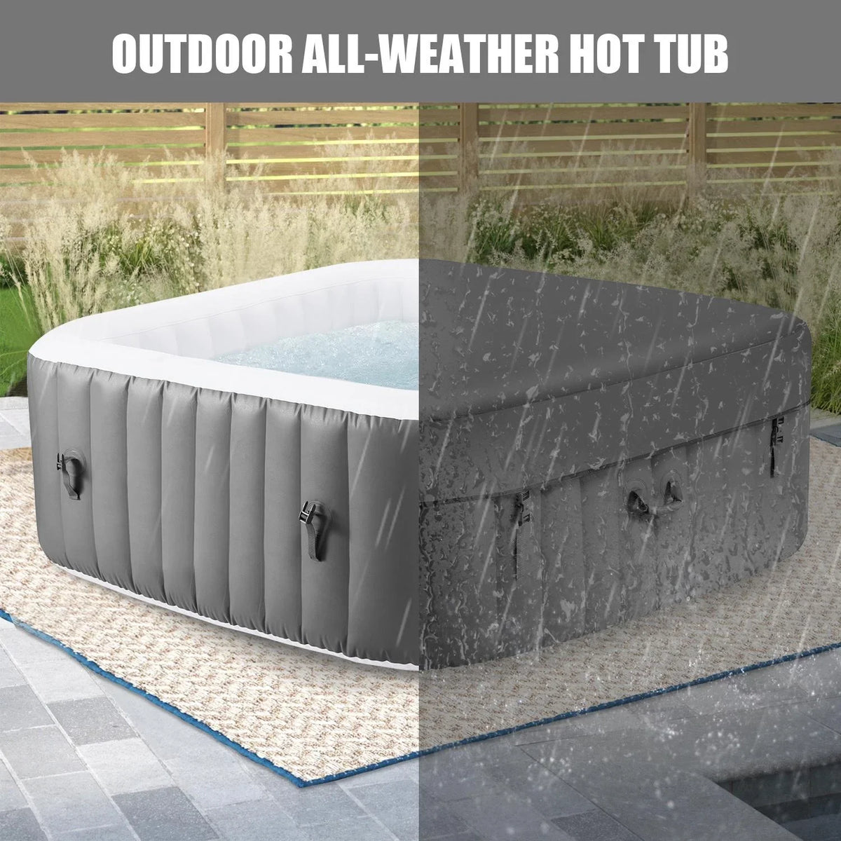 Hot Capacity Home Hidden 73''Inflatable Lockable with Storage Hot Spa 910L Jets, Person 130 Outdoor for Tub, 104℉, Max Indoor Mat, Tub Massage 6 Bag, Cover, Machine,