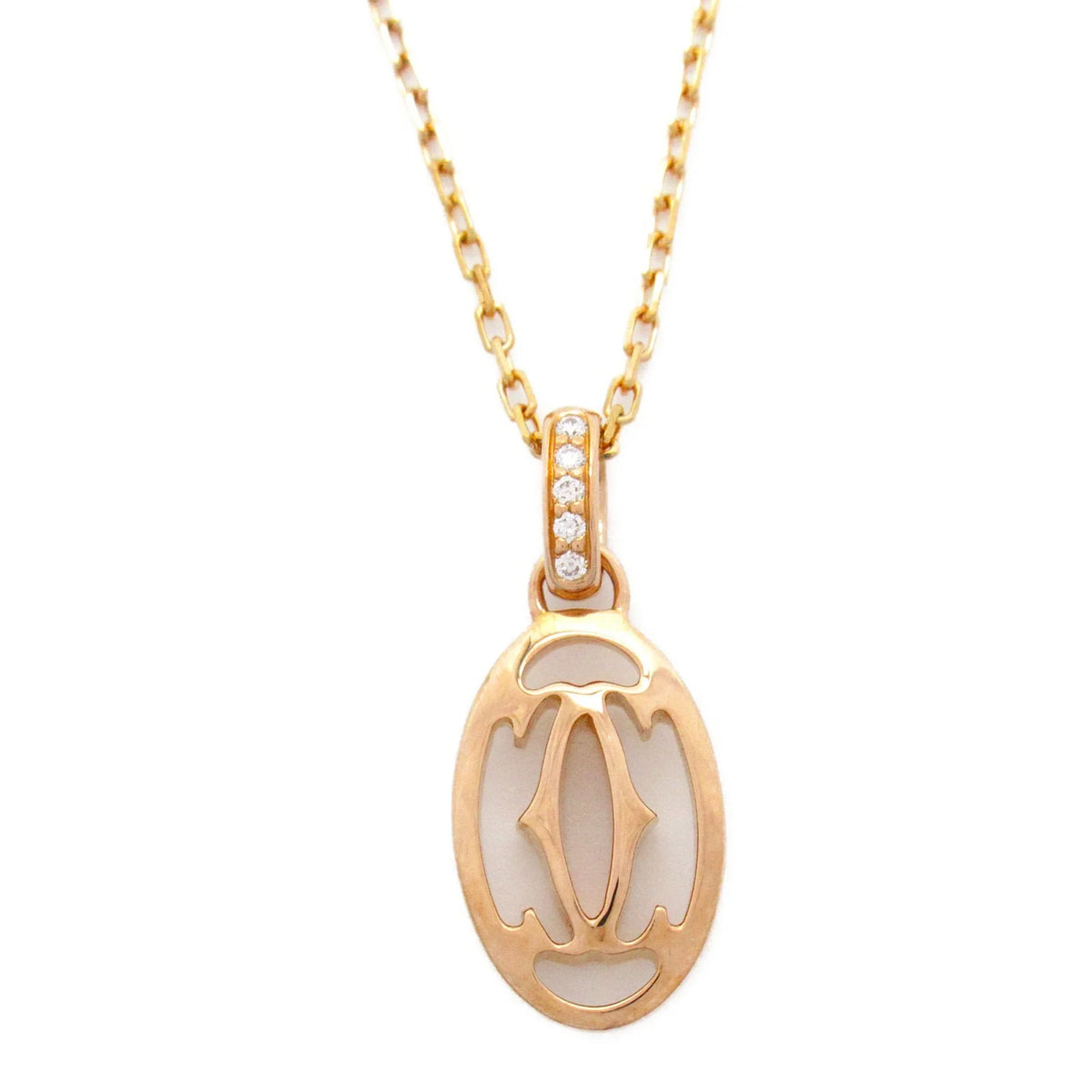 Necklace Clear diamond Necklace Pre-Owned Logo (Good) double CARTIER Gold) Clear K18PG(Rose
