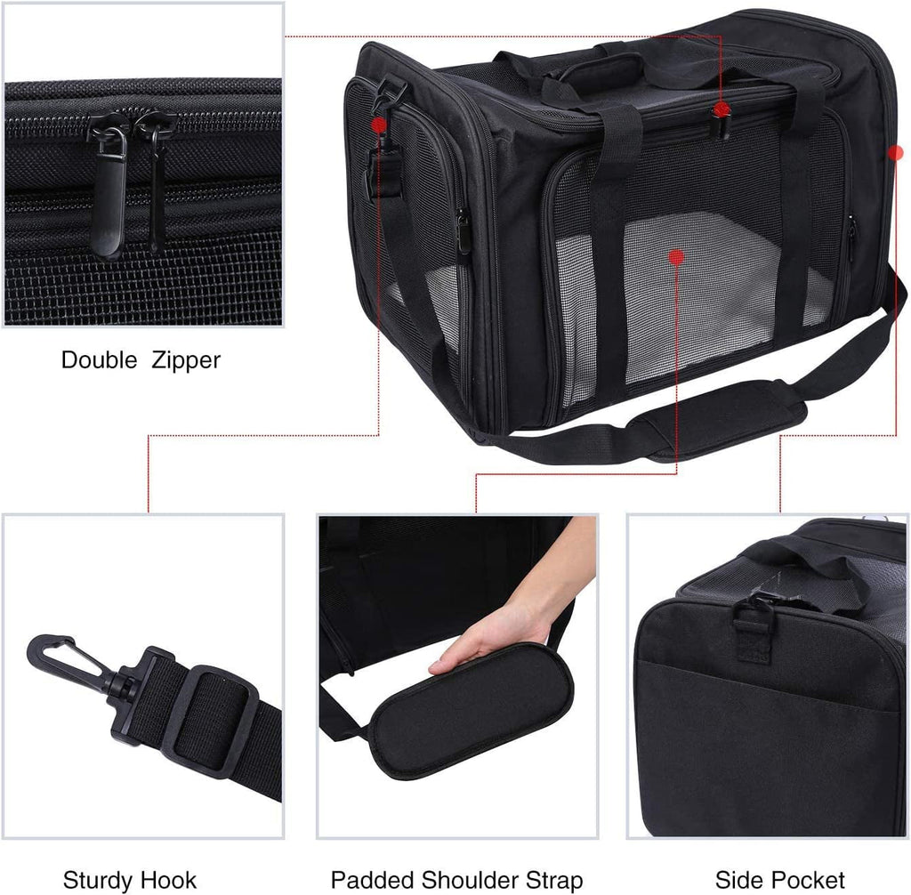Pet or 2 Small 25 Traveling, Car for Cat Carrier Lineslife Medium Cats lbs, Medium for Black Large Puppy Bag Dog Cats Collapsible Dogs Bag Carrier