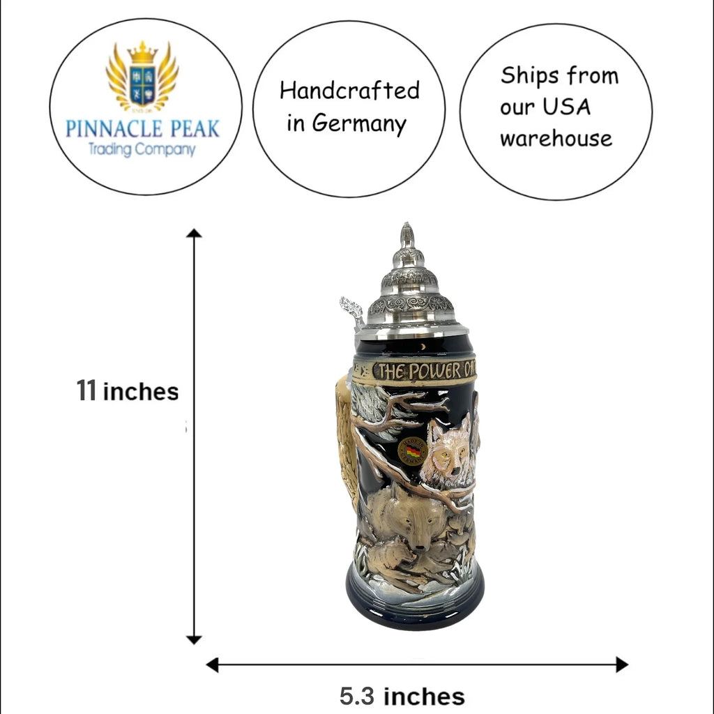Liter Trading .75 the Power Wolf Pack of Beer Peak German Pinnacle Wolves the Snow Stein in