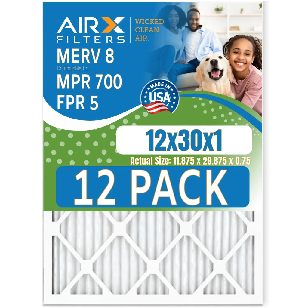 of AIR. 700 by Filters FILTERS Comparable 8 MPR AIRX in CLEAN 12 MERV Made - Filter WICKED USA & 12x30x1 Air 5 Rating, Pack Furnace to FPR