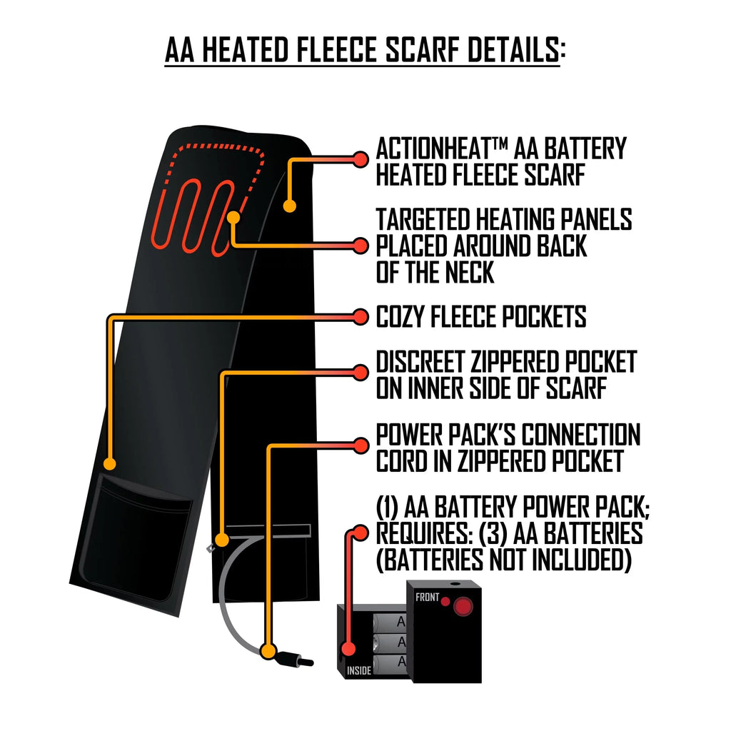 Grey One AA Battery ActionHeat Size - Heated Scarf -