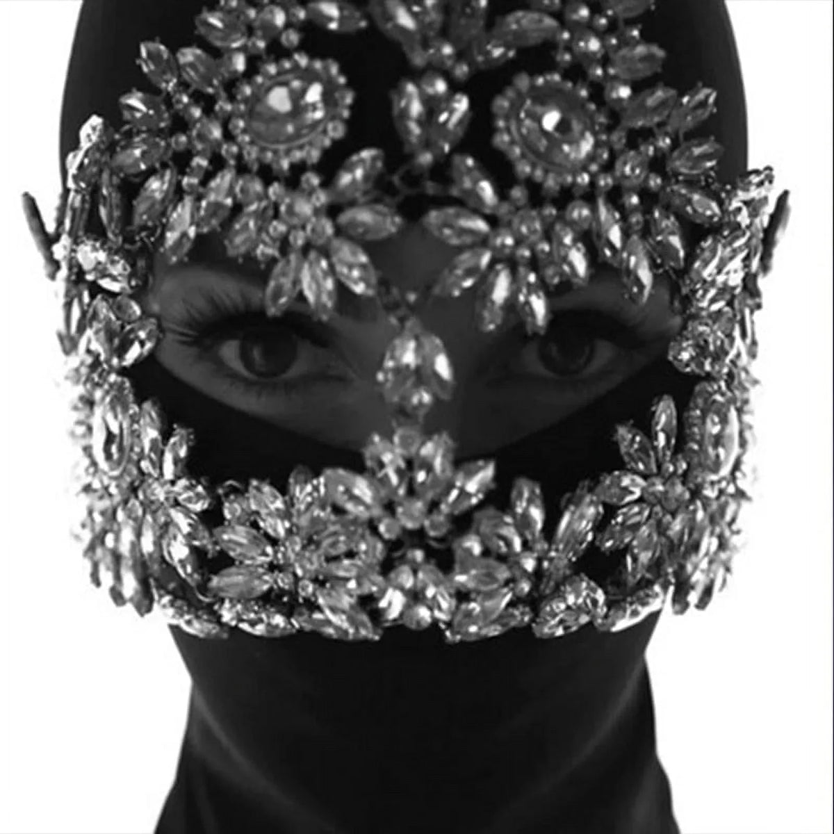 Women Halloween Crystal Face Mask Chain Masquerade Masks Rhinestone for Mask Face