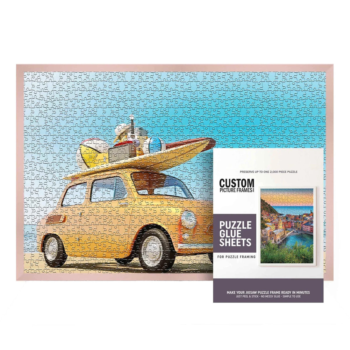 UV Gold | Frame Puzzle Wood Kit | Rose with Real Sheets Glue Frame Scandanavian Picture 24x30 with