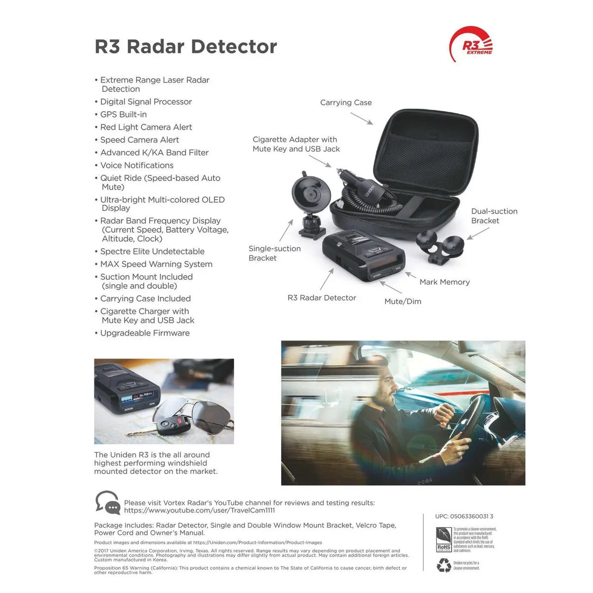 Uniden Extremely Detector/Laser Radar Long-range R3DSP With GPS Detector