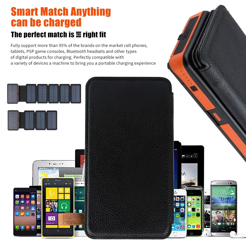 Portable Panel For Phone Battery Folding Charger Bank Power 26000mAh External Cell Solar Flashlight 6 with Solar