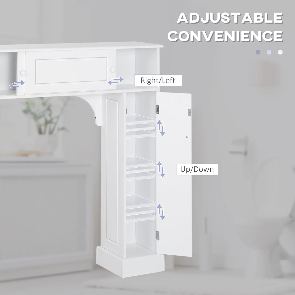 Shelves, Over Storage Toilet Toilet Rack, Organizer Freestanding White kleankin Adjustable Bathroom with the Cabinet, Bathroom