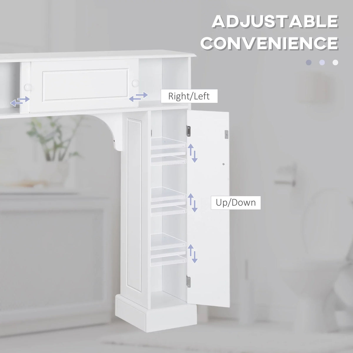 Shelves, Over Storage Toilet Toilet Rack, Organizer Freestanding White kleankin Adjustable Bathroom with the Cabinet, Bathroom