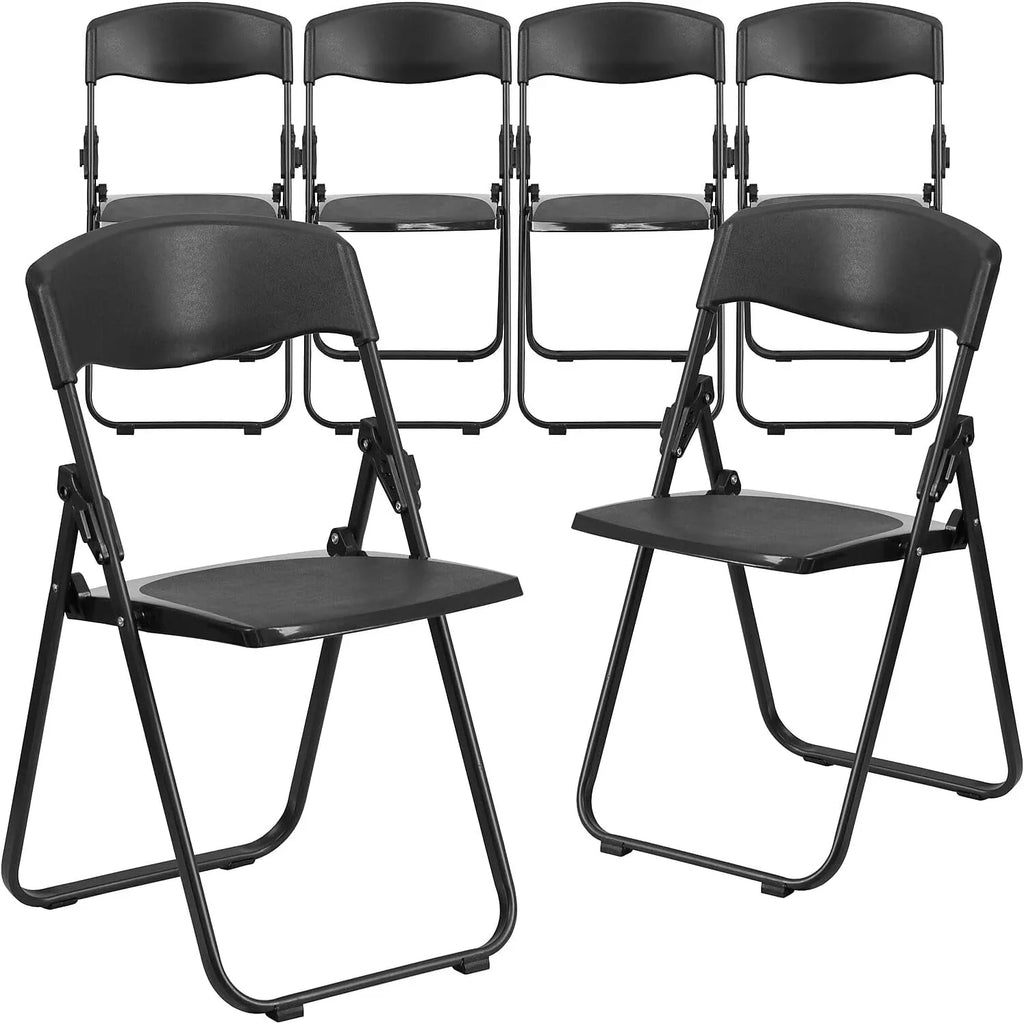 HERCULES Duty Series Pack Lb. 500 Ganging Folding Heavy Plastic With Black Chair Built-In Brackets Capacity 6