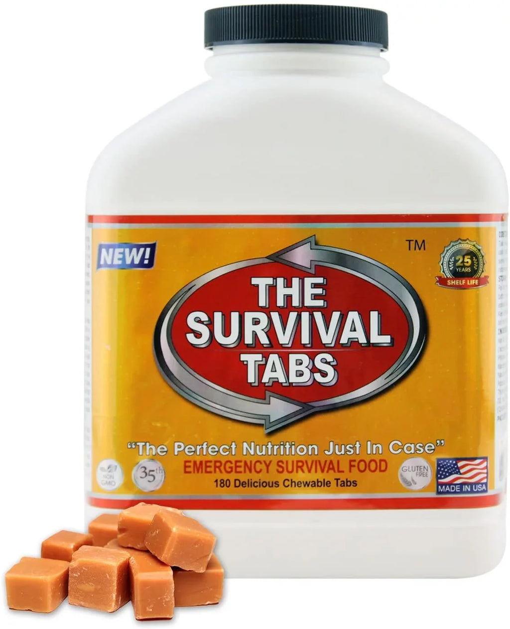 Camping Tabs x Biking, Gluten-Free Food Supply-Emergency (1 Non-GMO 25 Bottle Survival Survival 180 Disaster Years for 15-Day Shelf Life MRE Preparedness tabs/Butterscotch) - Food