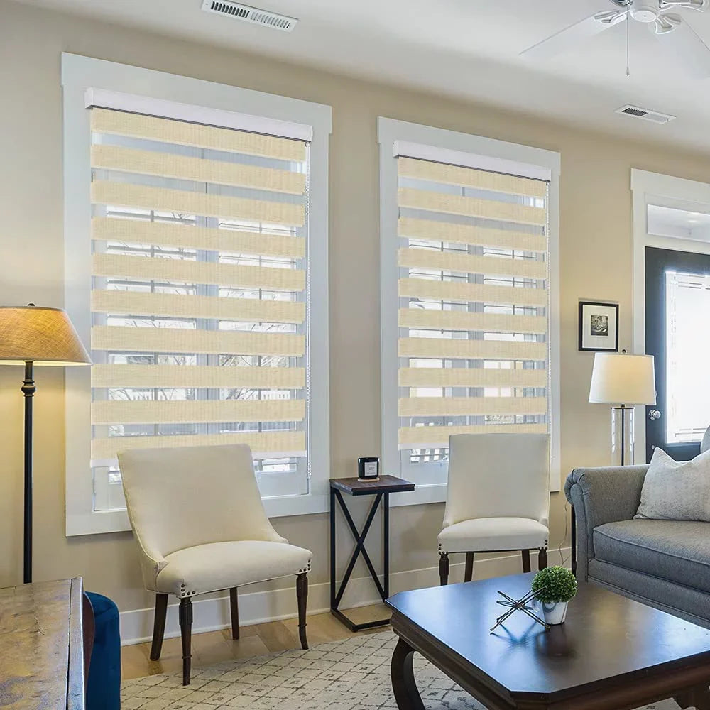 with 29" Beige L, Treatments Light Window Cover, x Roller Dual Sheer Shades Blinds Blinds and for Control for Striped Day LUCKUP Night, Zebra Layer 72" W Shades Windows, Valance