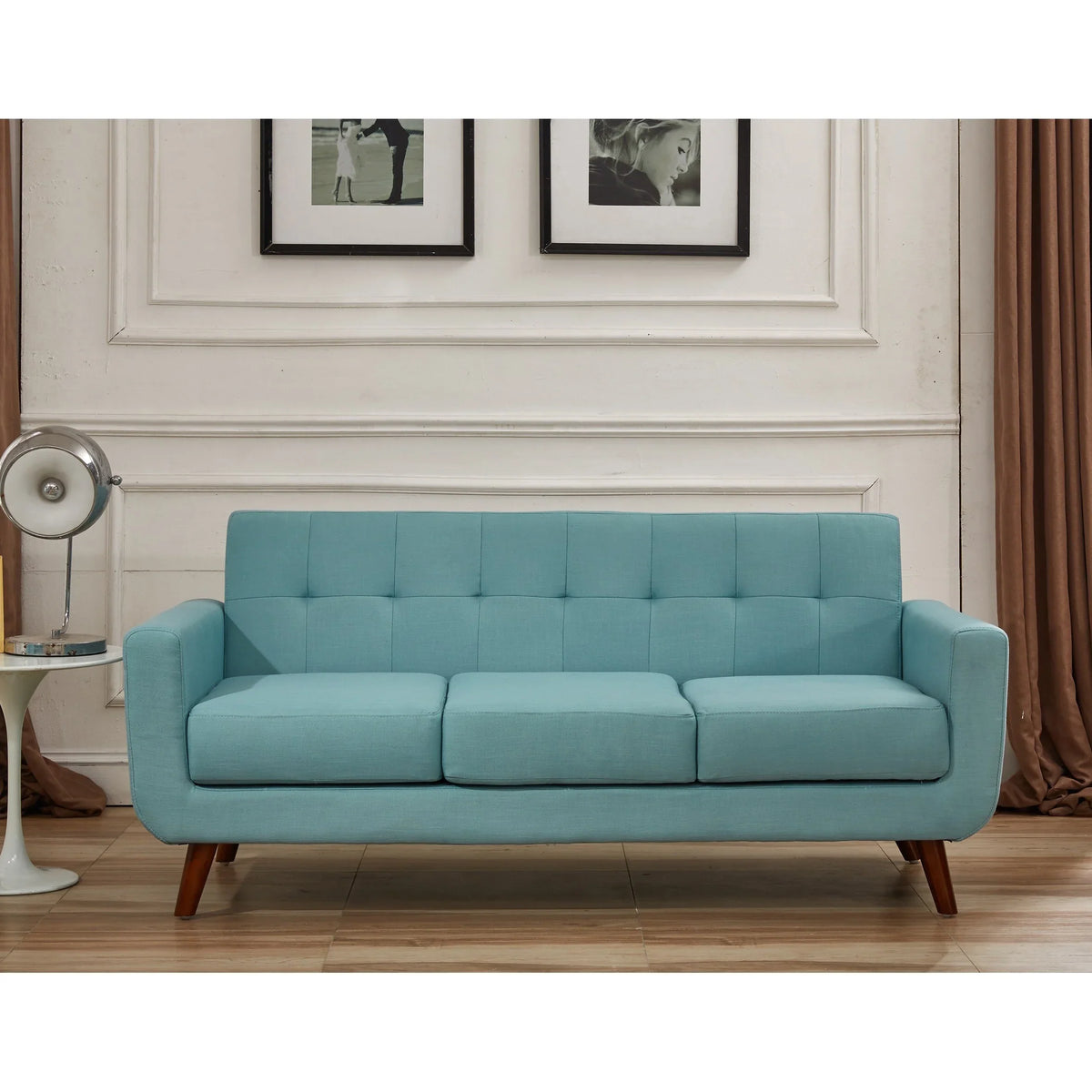 Grey Linen Grace Rainbeau US Furniture Furniture Sofa U.S. Payne'S Pride Mid-century Upholstered Tufted Pride