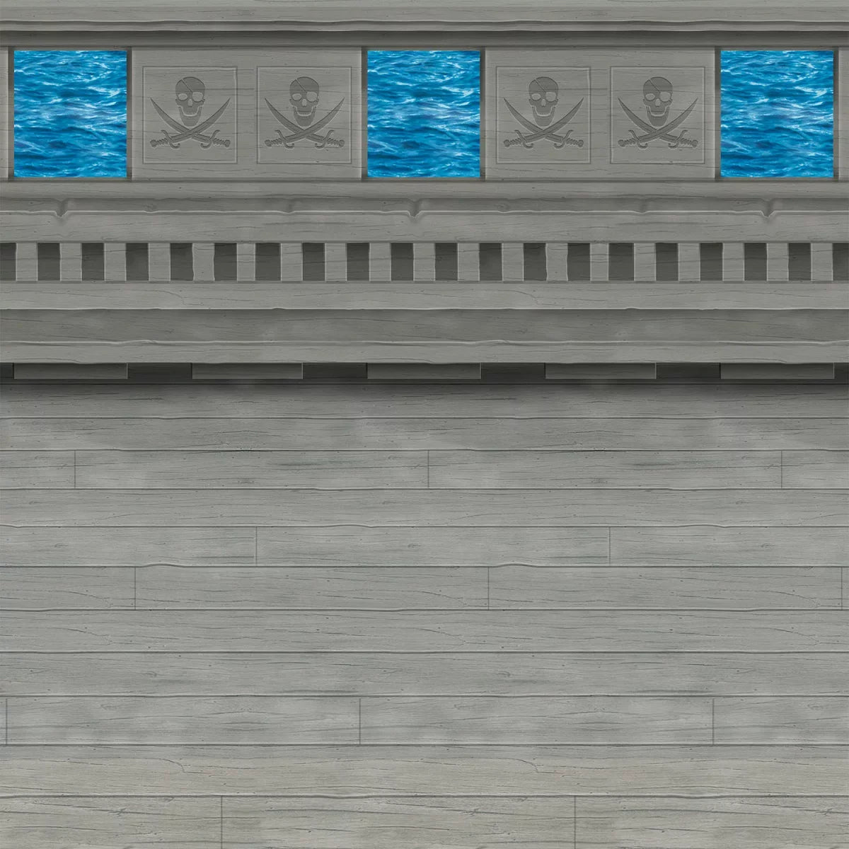 Party of 6 Backdrops Photo Pirate Stone Gray Aqua Pack Themed and Central Blue Ship 30'