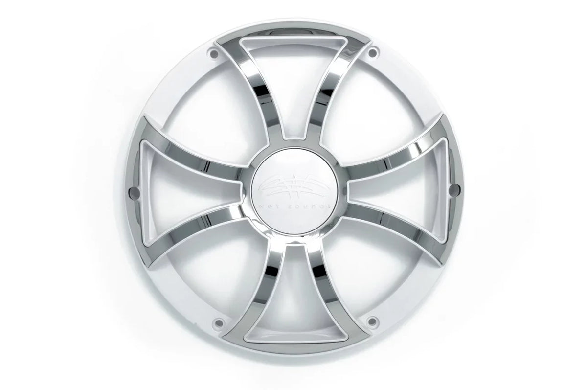 '- Grills Revo & Two 2 - Steel Grills White Subwoofers Inserts Stainless Wet 10" Sounds Subwoofers & Ohm With White