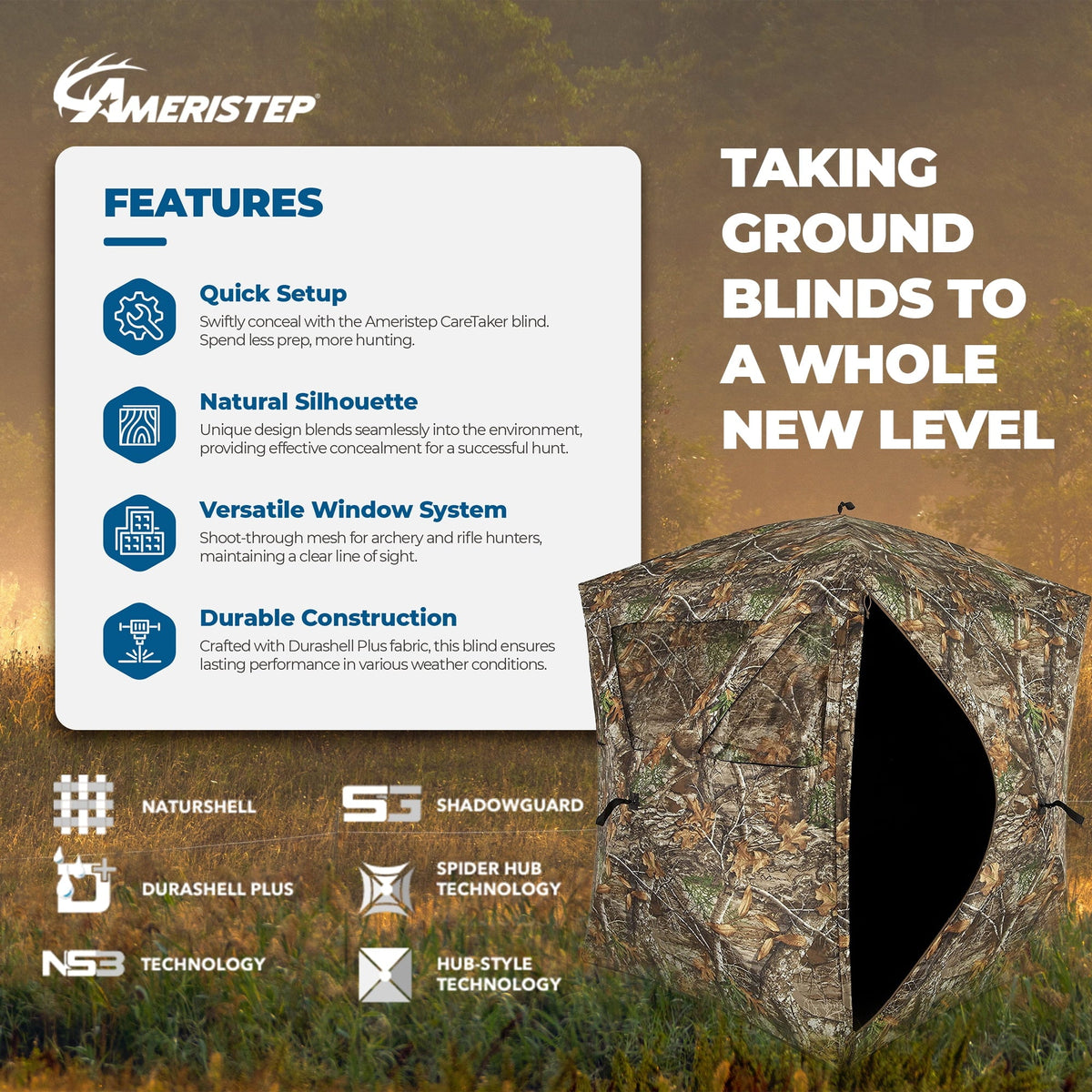 Ameristep Care Person Realtree Taker Blind, Hunting Ground Pop up 2