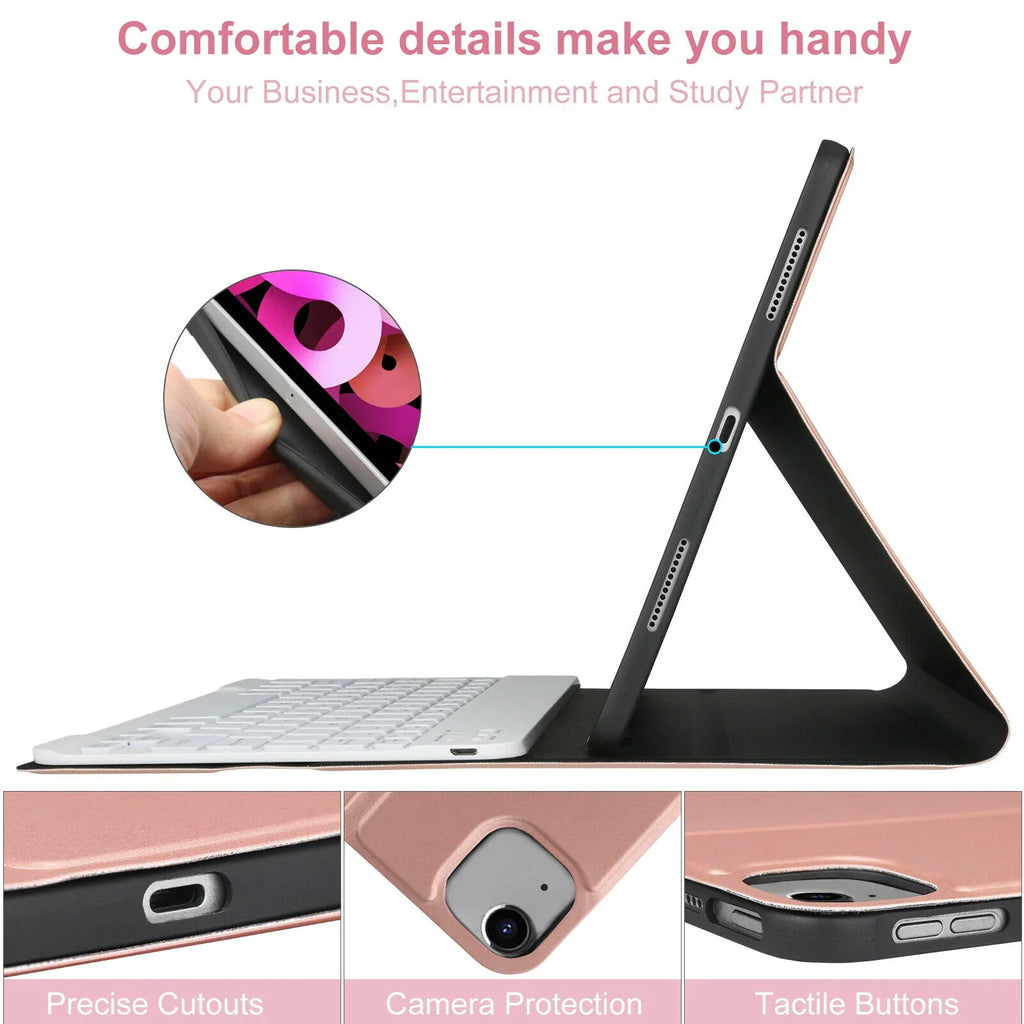 Keyboard Air Apple Kvago Built-in Holder Pencil for Bluetooth Case iPad Keyboard Pink 2022 iPad 5th Gen