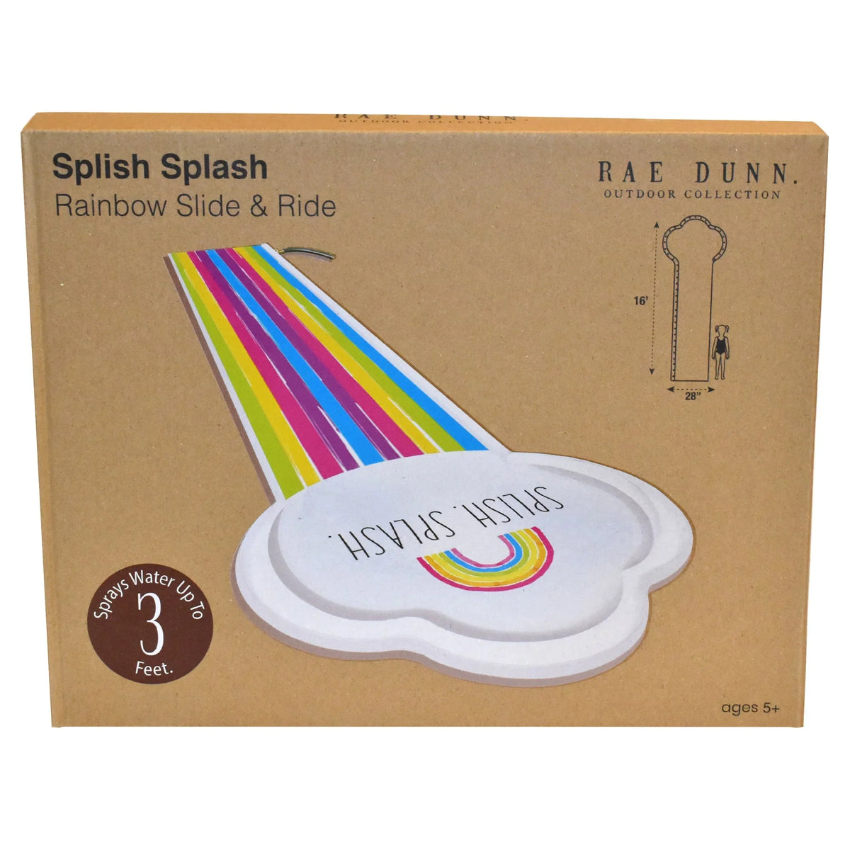 Rae Rainbow Float, CocoNut Splish Water Splash Slide 5+ Slide Mat, -16 Durable Sliding Foot Ride Sprinkler, & Dunn: Age