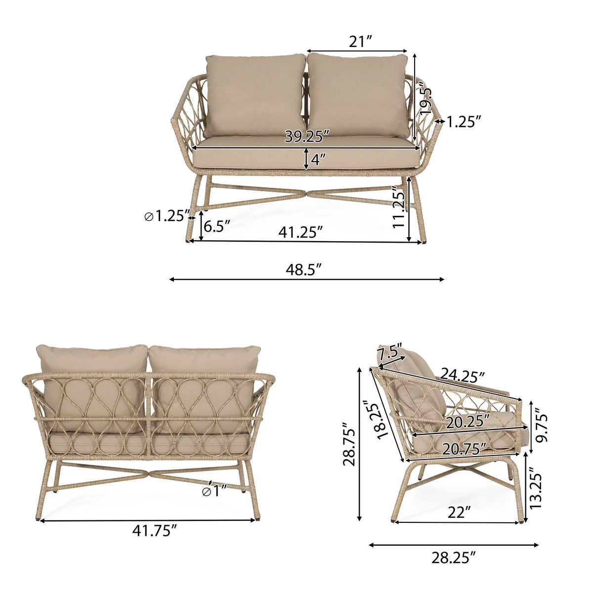 with Montserrat Brown Outdoor Wicker Seater 4 Cushions, Light and Set Beige Chat