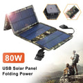 Panel Outdoor Bank Charger Solar Power Paddsun Phone 80W Camping Folding USA Hiking USB