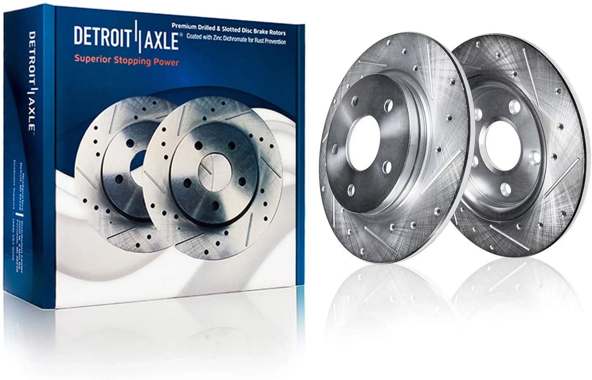 Caravan Detroit Routan Brakes Ceramic Slotted Disc Country Rotors Volkswagen Rear Grand Dodge Brake Town 11.89" Journey - Axle Front & Pads & 12" Replacement Brake Chrysler Kit Drilled for