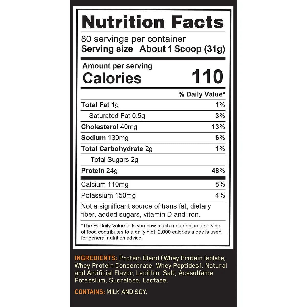 Nutrition 100 Standard, Gold Servings Chocolate 80 Optimum Whey %