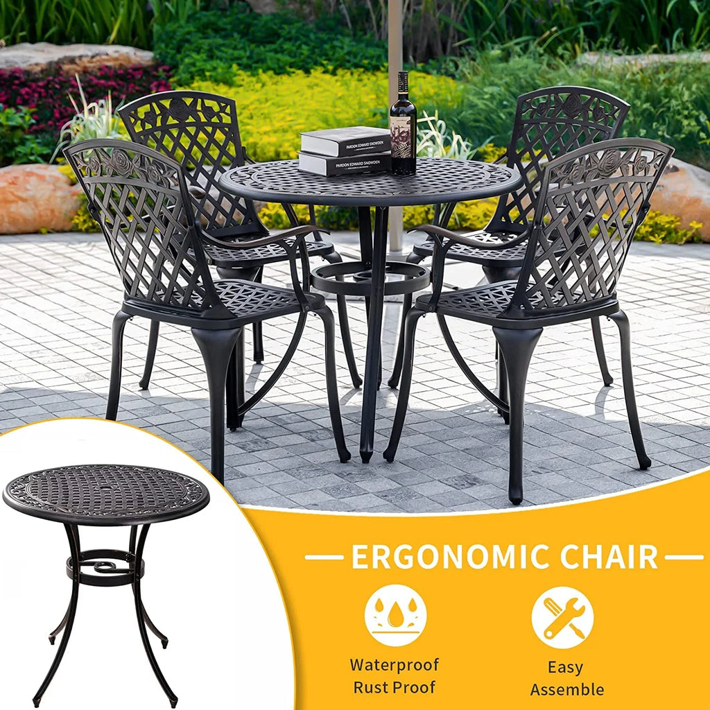 Garden, Table Umbrella Table Patio Porch Cast Inch Aluminum with Patio, Outdoor Table, Hole,Round Bistro for Patio Dining Dining 1.97" 35.5