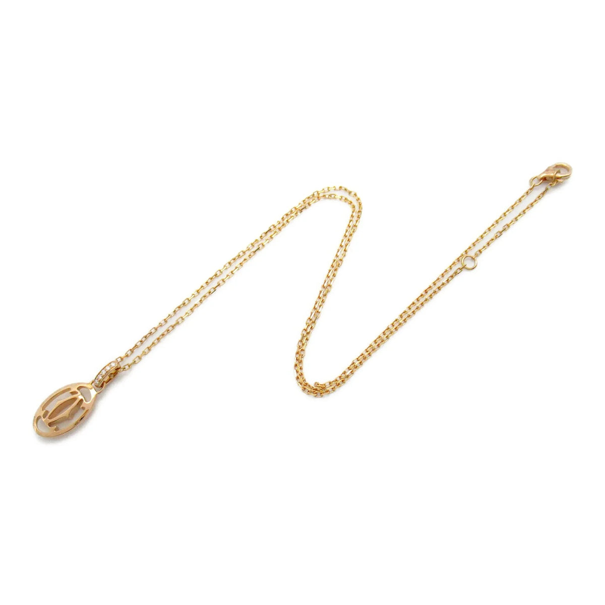Necklace Clear diamond Necklace Pre-Owned Logo (Good) double CARTIER Gold) Clear K18PG(Rose