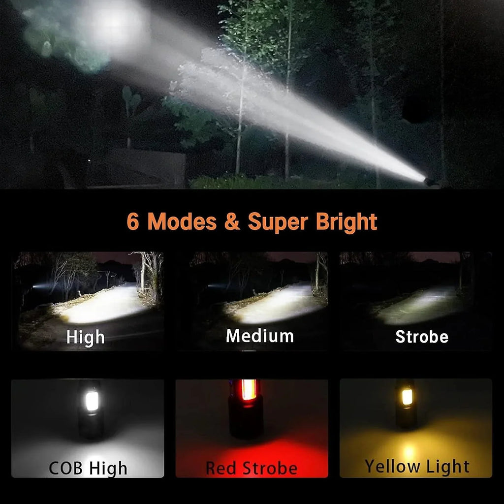15000 6 2 Super Flashlight Zoomable, With Lumen Light, Modes Torch, Rechargeable High Adjustable Water Magnetic Torch, Tactical Bright Flashlight, Cob