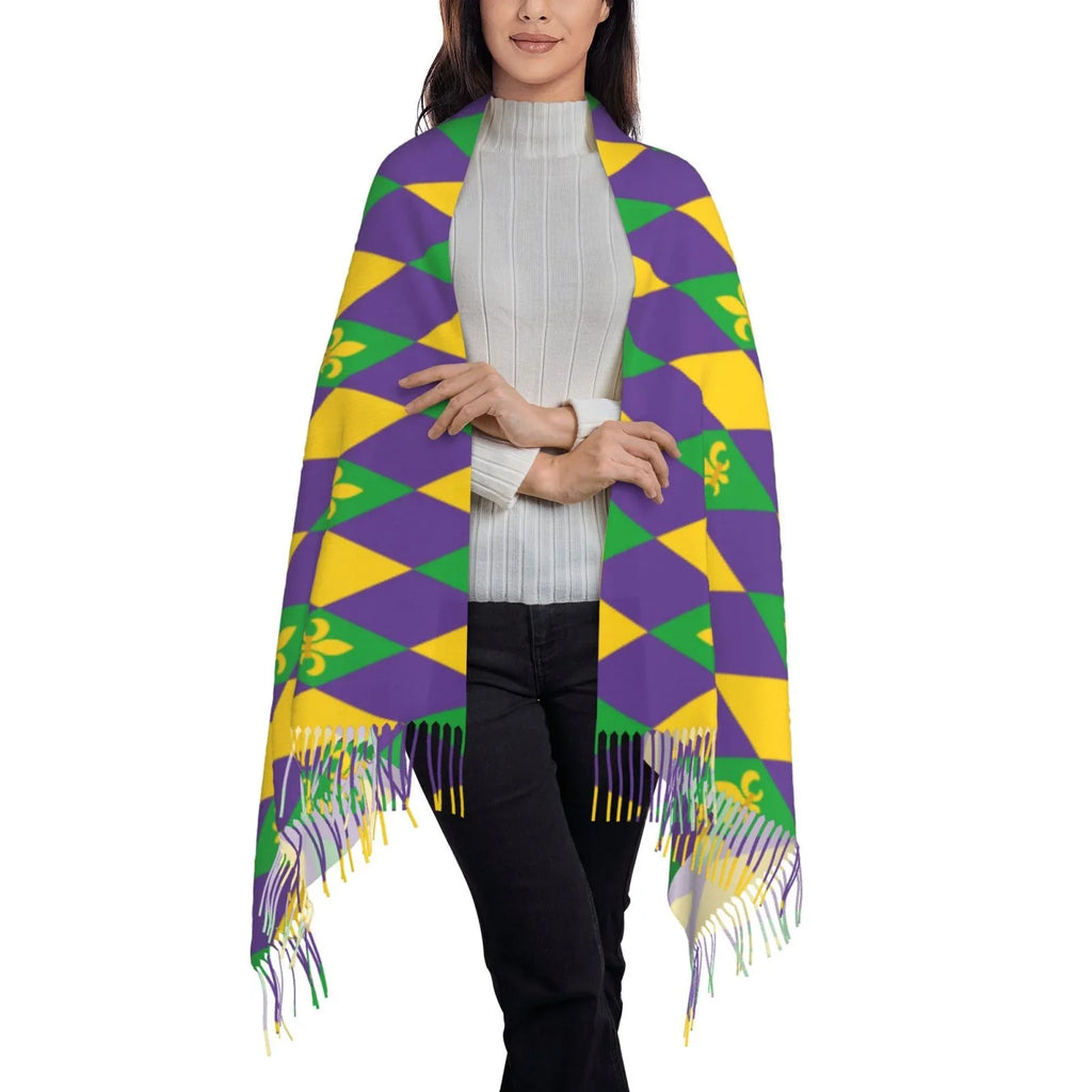 Mardi Large Print Wrap For Soft Gifts- Elegant Scarves Art Bingfone Winter Warm Women Gras Feel Cashmere Scarf Shawl