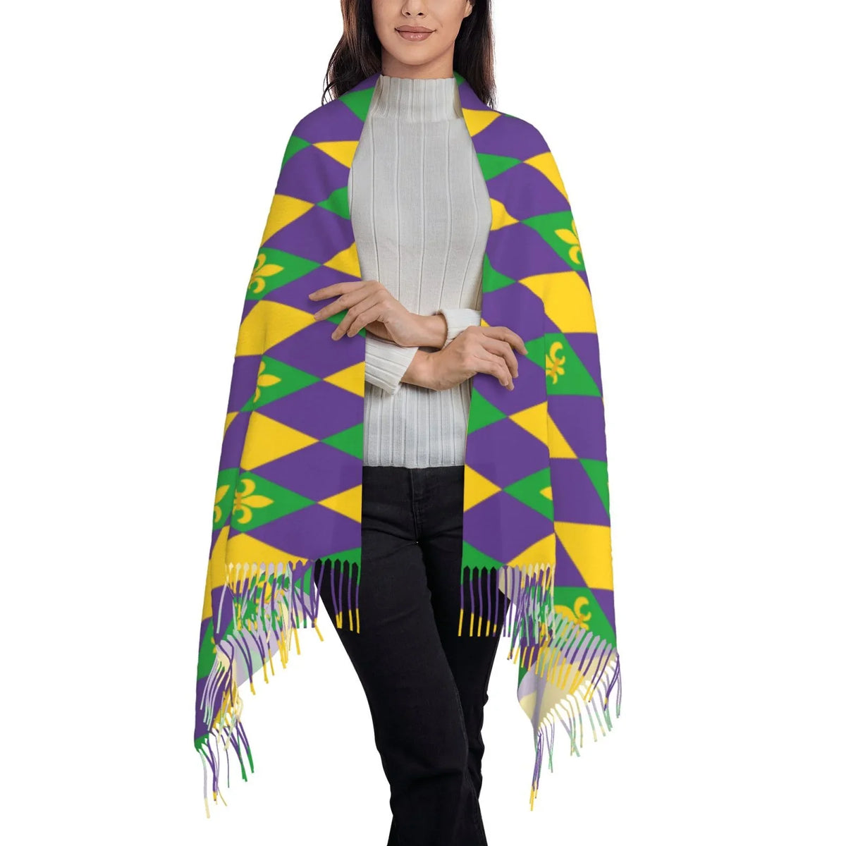 Mardi Large Print Wrap For Soft Gifts- Elegant Scarves Art Bingfone Winter Warm Women Gras Feel Cashmere Scarf Shawl