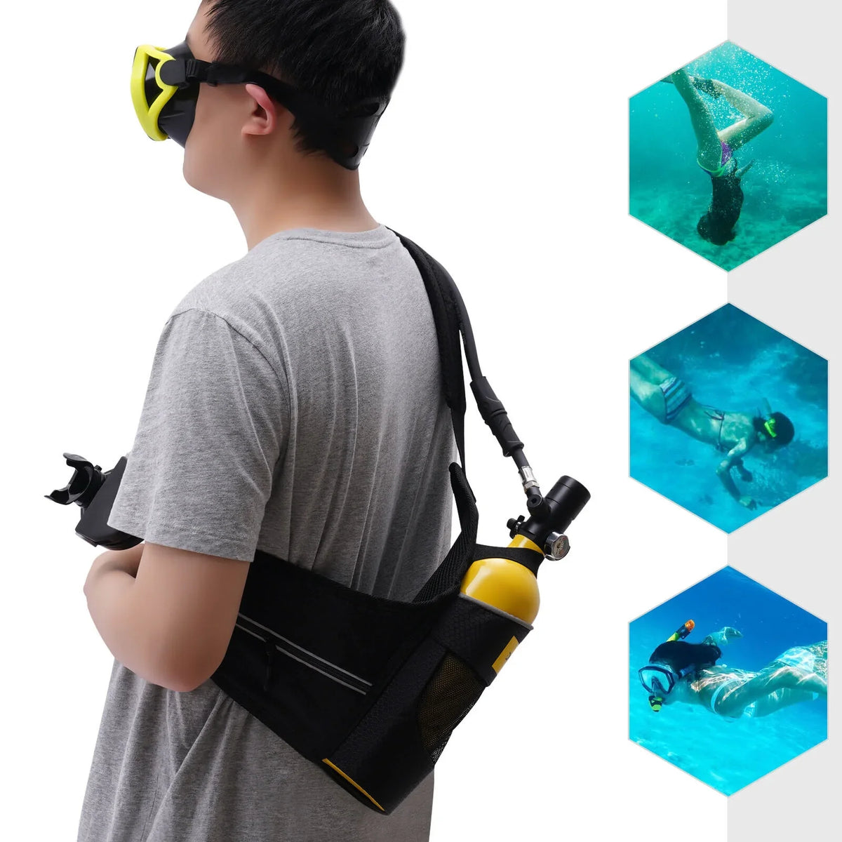 32.8ft Reusable Kit 1L Mini Scuba Portable Scuba Deepest Tank Underwater Gear Diving
