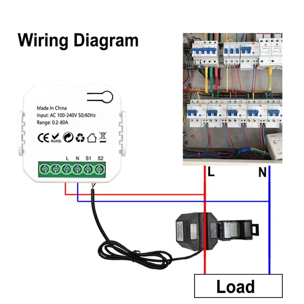 Monitor Voice Power Dazzduo Meter Clamp KWh 80A Clamp KWh Monitor Meter meter,Statistics KWh Compatible Monitor Statistics 80A Statistics Power Compatible Clamp Electric Power