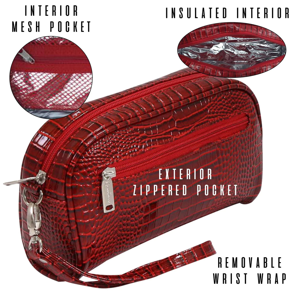 Wristlet, with Gift Cosmetics Picnic Removable Bags Margarita-Insulated Pink 7666-PK Reptilian