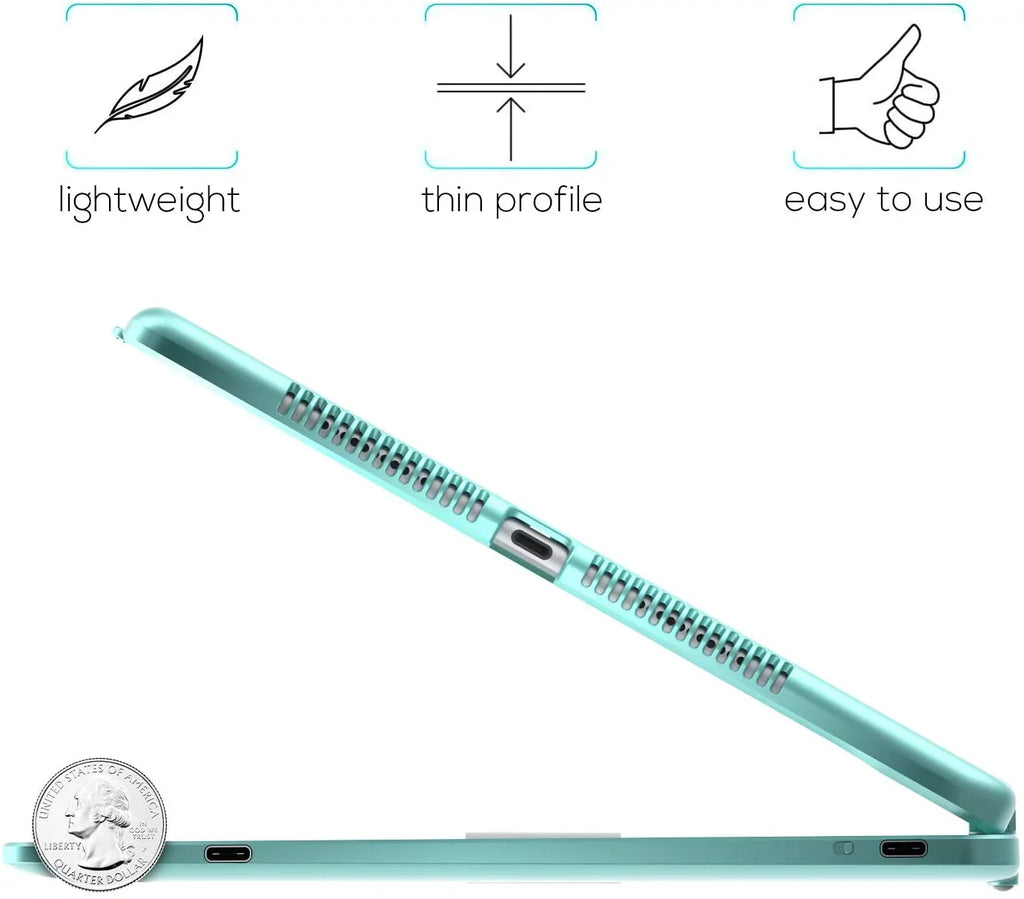 for Keyboard iPad (2020), iPad Gen, Generation with Holder 8th (Seafoam) Typecase Pencil 7th (2021), Wireless 3, Trackpad Generation with Slim 9th Pro 10.2-inch Case Protective Backlit Air 10.5, Cover