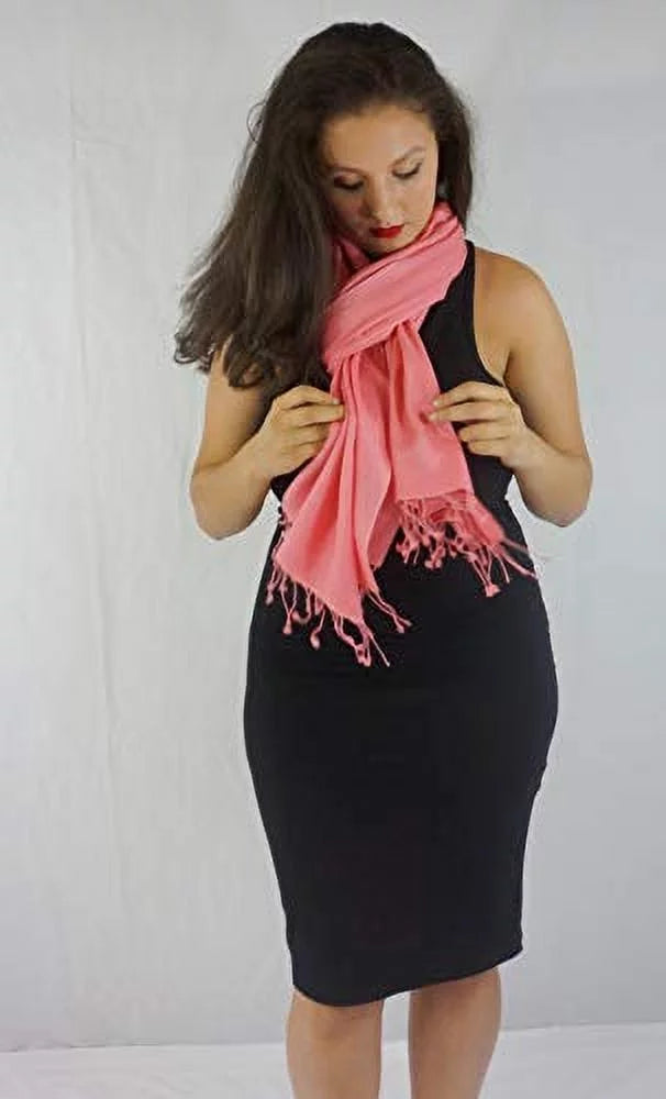 Scarf/Wool/Silk Scarf/Scarves/Shawl/Shawls/Stole/Wrap/Pashmina Coral) (Light Shawl/Cashmere/Cashmere Scarf/Pashmina