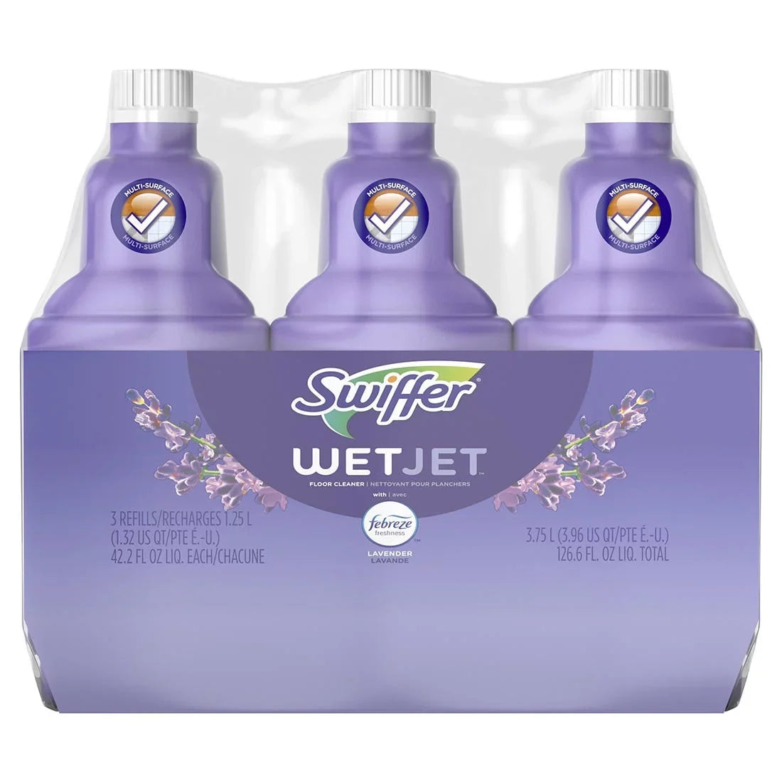 Febreze Swiffer Lavender Floor Multi-purpose Cleaner WetJet 3 Scent, Solution, Comfort ct./1.25L and Vanilla