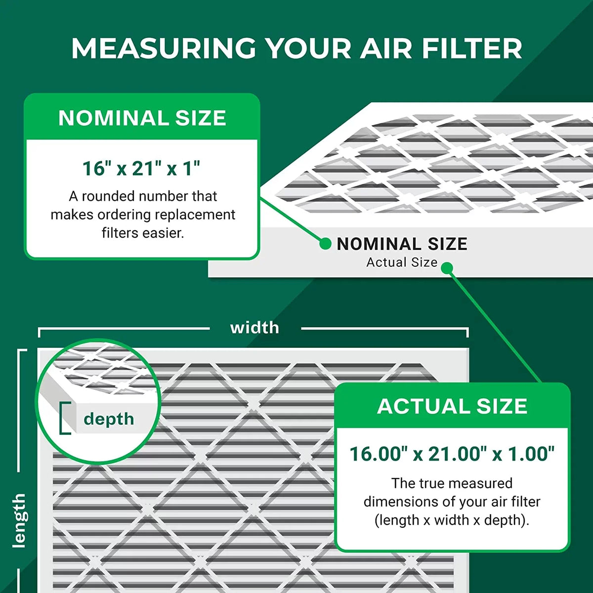 13 HVAC MERV Air (6-Pack) 16x21x1 Furnace AC Filters Filterbuy Pleated