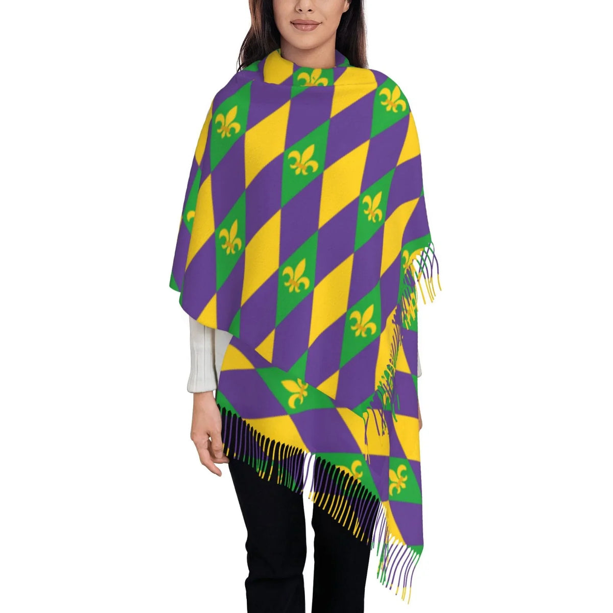Mardi Large Print Wrap For Soft Gifts- Elegant Scarves Art Bingfone Winter Warm Women Gras Feel Cashmere Scarf Shawl